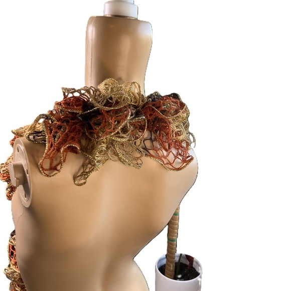 Ruffled‎ Multicolor Open-Knit Long Scarf 100 Inch Fairycore Academia Ballet-core - Picture 4 of 5